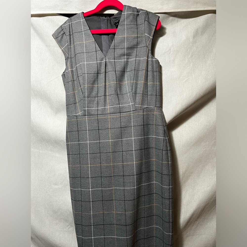 Ann Taylor Gray Pleated Sheath Dress